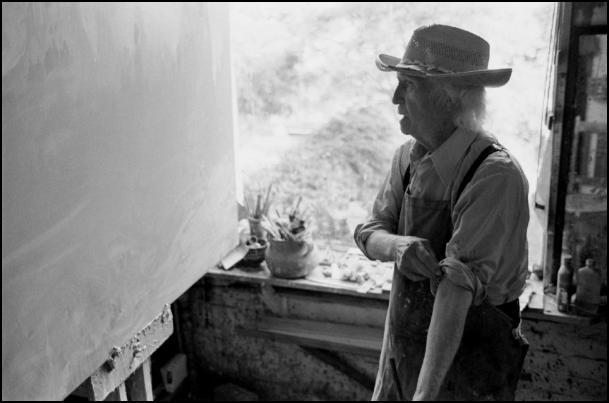 Artist Lloyd Rees in his Northwood Sydney studio - 1982