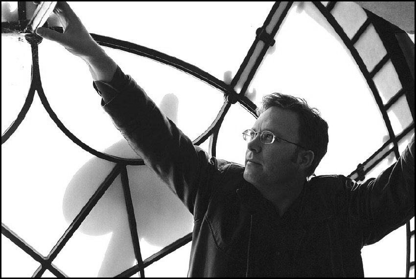 Author Garth Nix photographed in GPO clock Martin Place Sydney - 2002