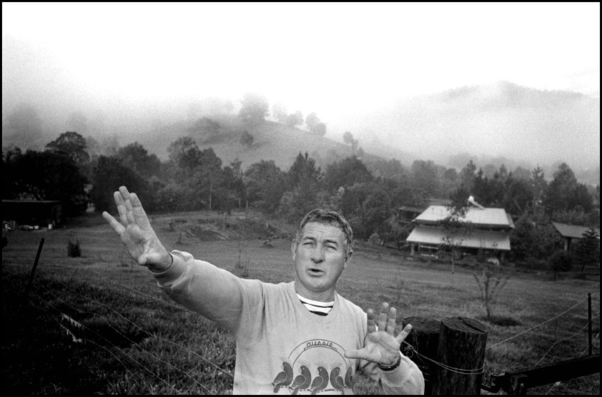 US Anti-nuclear activist and Vietnam War veteran  Col. David Hackworth (1939 - 2005) on his farm at Uki Australia c.1986