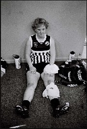 Injured female footballer, Port Adelaide - c.2002